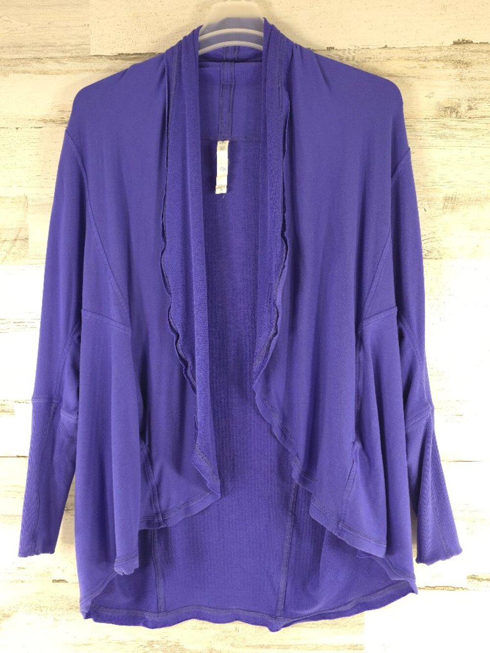 LULULEMON TO & FLOW WRAP CARDIGAN SWEATER WOMENS SIZE 8 PURPLE BLUE WITH POCKETS